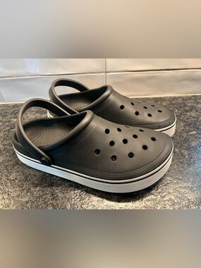 CROCS Black Clog with White Platform Sole